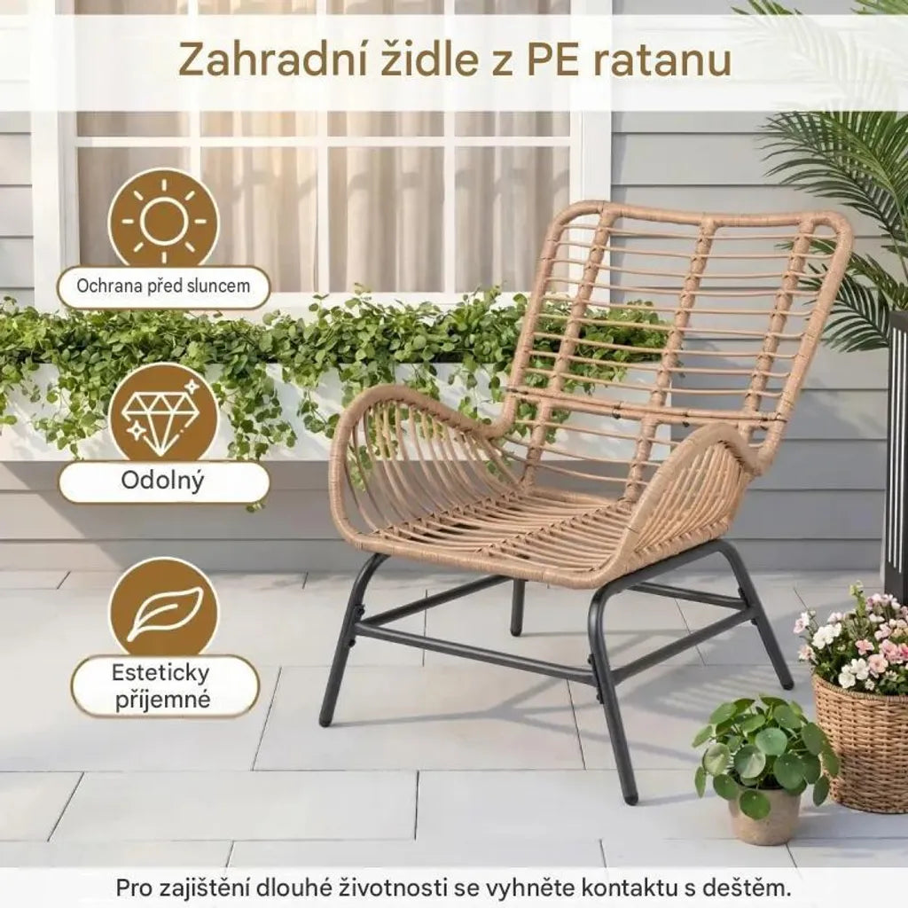 Chaise de jardin Coast Rotan 84 x 70 x 88 cm - Rotin PE - Coussin - Marron