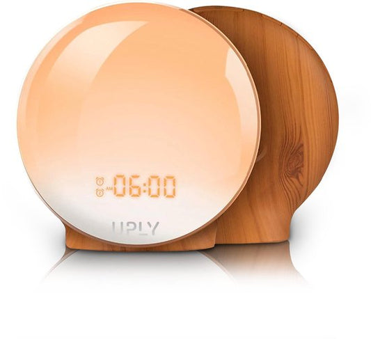 UPLY Wake Up Light - Avec point de chargement USB - Réveil lumineux - Réveil radio - 2 heures d'alarme - 7 couleurs