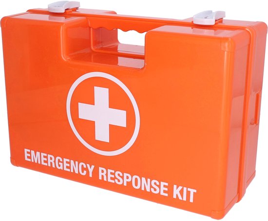 Trousse de premiers secours Carpoint, 166 pièces - DIN 13169 – Pour les secouristes d'entreprise – 2 compartiments principaux et des compartiments plus petits - 33 x 25 x 13 cm