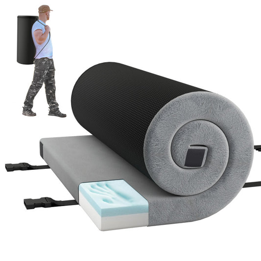Coast Matelas de camping pliable gris 74 x 30,5 x 6,5 cm avec mousse à mémoire de forme et dessous antidérapant