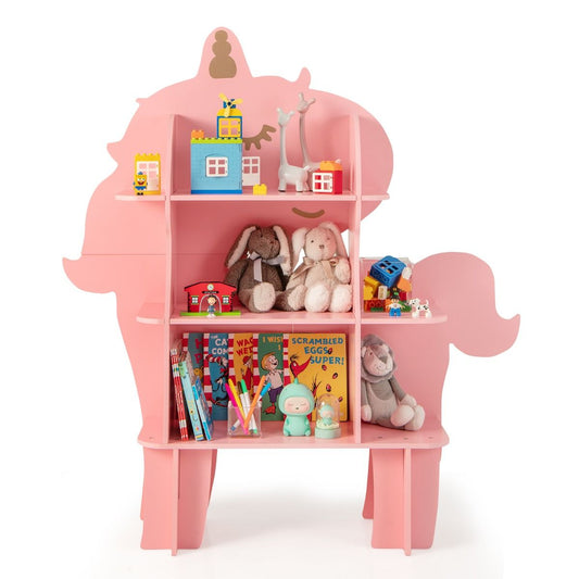 Coast Children's Rack - 123×31×130 cm - Rack à jouets en bois avec 3 étagères ouvertes - Rose