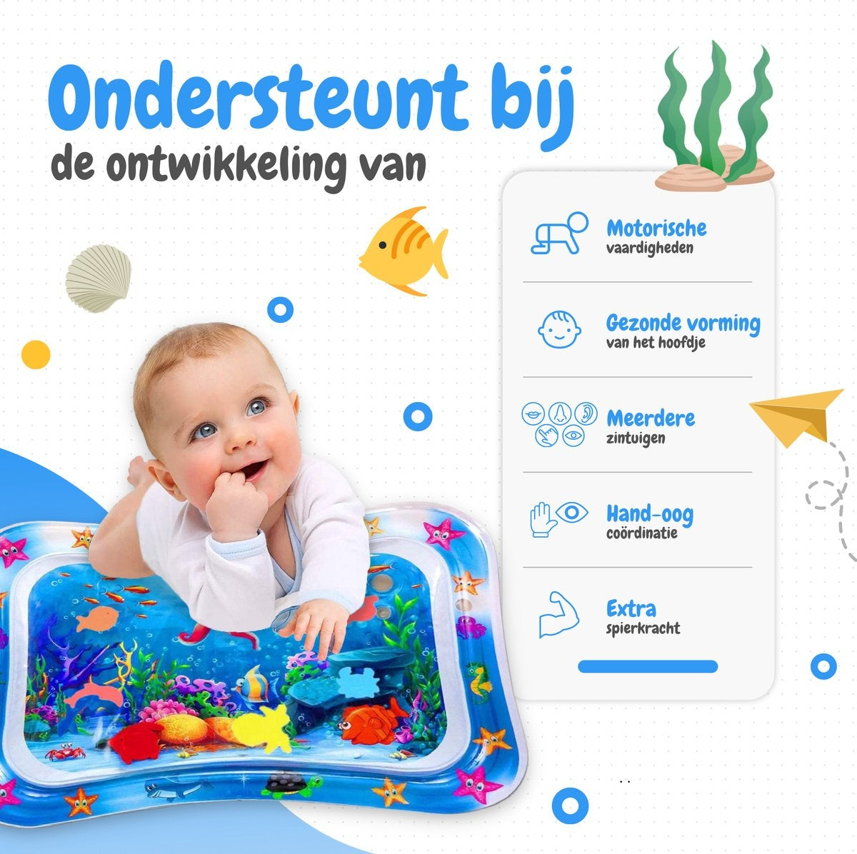 AyeKids Tapis d'eau - Matelas d'eau - Matelas de jeu - Gonflable - Matelas d'eau Baby - Bleu