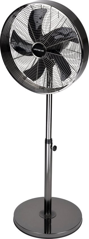 Ventilateur sur pied - Lifetime Air- 230V - Hauteur 85-125 CM - 3 Vitesses - Fonction oscillante - Inclinable - Argent
