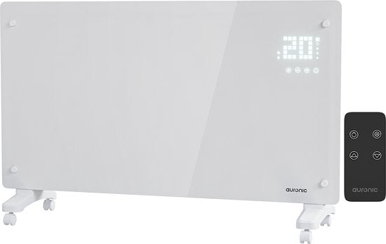 Auronic Electric Heater - Convecteur avec thermostat et télécommande - Panneau chauffant - jusqu'à 30 m² - 2500W Heater - White