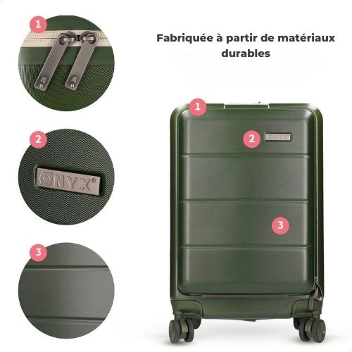 Valise ONYX® 35 L, Bagage à main, Bagage Cabine, Poche frontale pratique, 55 cm, Olive