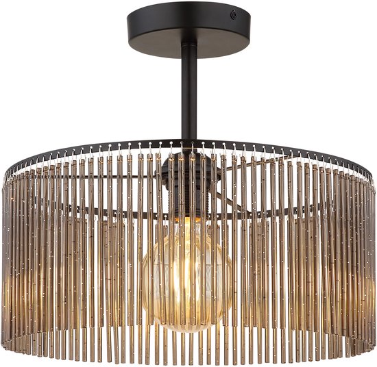 Globo - plafonnier - LEEDS - noir - verre - Ø 35 cm - E27 - 63080108