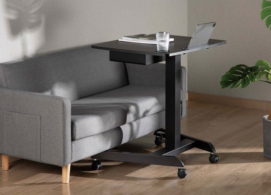 VDD Gaming - Bureau - Table pour ordinateur portable - Bureau assis/debout - Mobile - Poste de travail - Support pour ordinateur portable - Table d'appoint sur roulettes - Noir