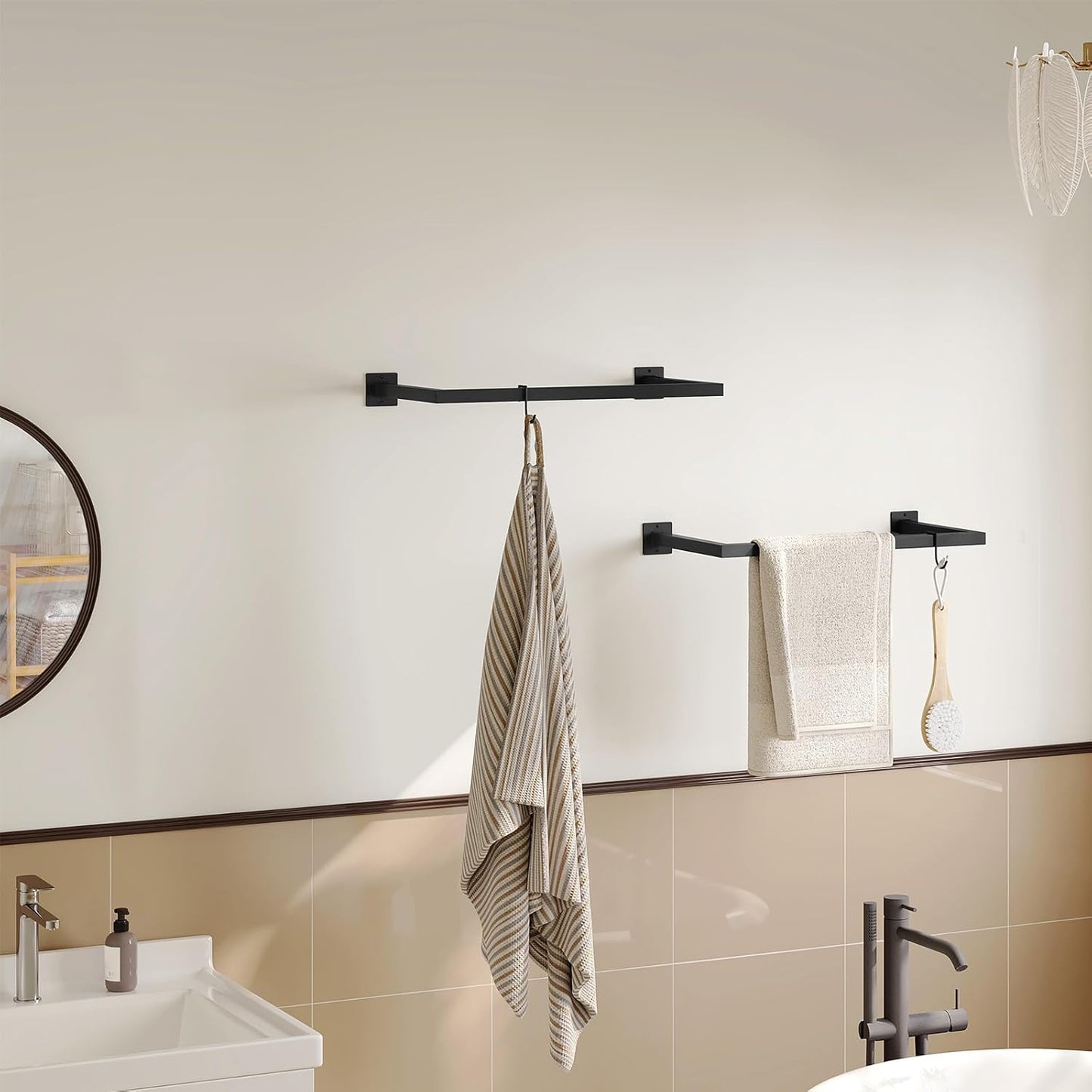 eSituro Wall Clothes Rack Black - Portemanteau mural industriel - 50 kg - 64 x 6,5 x 30 cm
