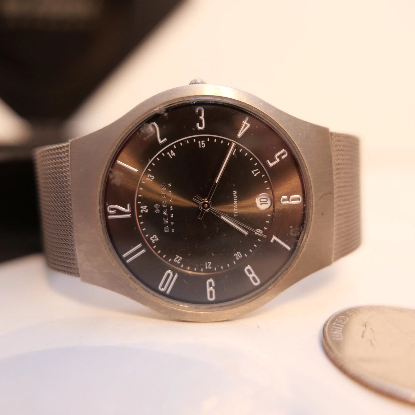 Montre pour homme Skagen Sundby - Ultra-fine - Titane - 34 mm - Gris