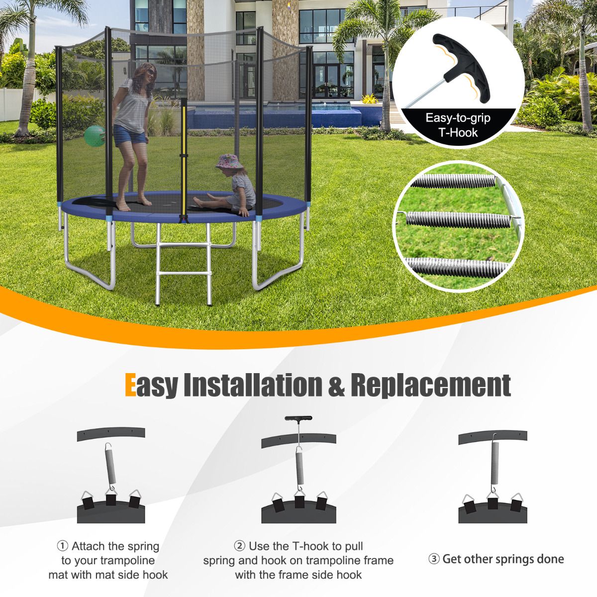 Ressorts de saut pour trampoline Coast - 20 pièces - 14 cm - acier inoxydable
