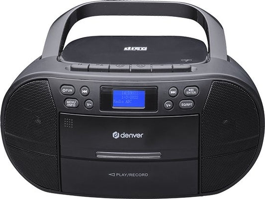 Denver TDC-280 - Boombox - DAB - FM - Radio - Lecteur CD - Cassette - Entrée AUX - Horloge - Réveil - Noir
