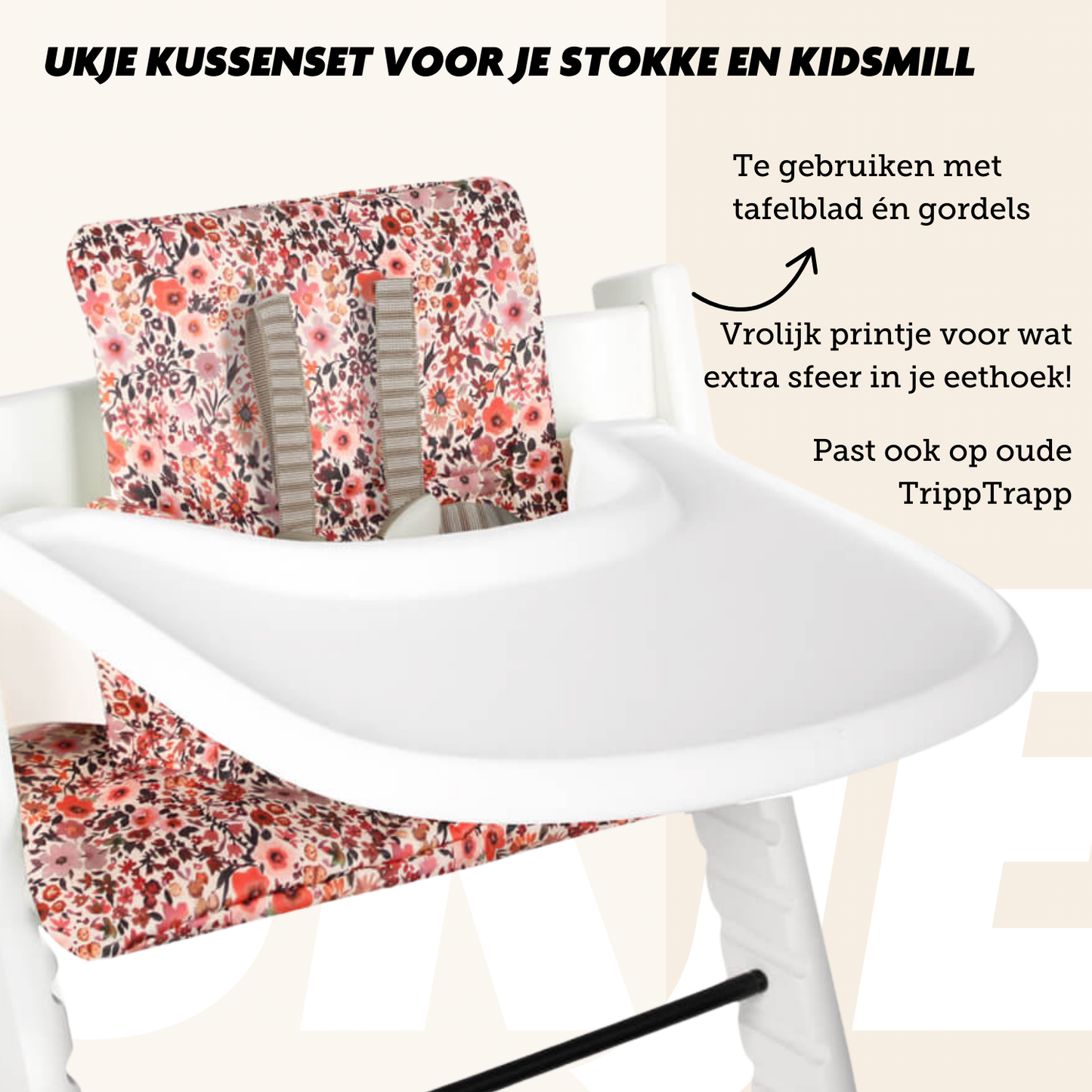 Ensemble de coussins Ukje Tripp Trapp - Fleurs roses - Plastifié