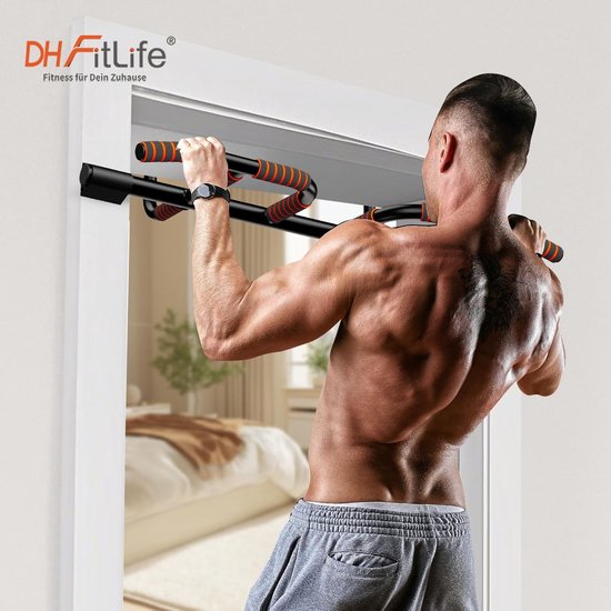 DH FitLife Barre de traction, cadres de porte sans vis, ne glisse pas avec positions multi-grip, barre de traction pour porte, barre de traction, barre de gymnastique, support de porte à suspendre, pour cadres de porte, 65-92 cm