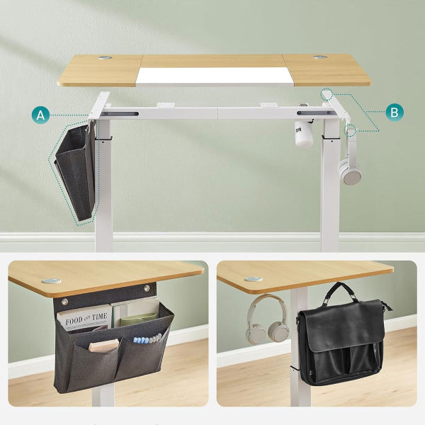 Bureau à réglage électrique Songmics - 120 x 60 cm - Beige/Blanc