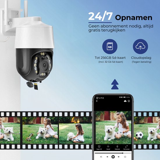 Camux Cam-VisionX Caméra de sécurité extérieure IP66 - Caméra 3MP 2K - Caméra extérieure avec vision nocturne - Wifi avec application - Caméra de sécurité