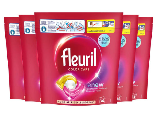Fleuril Renew Color Caps - Lessive haute performance - 180 capsules - Parfums variés