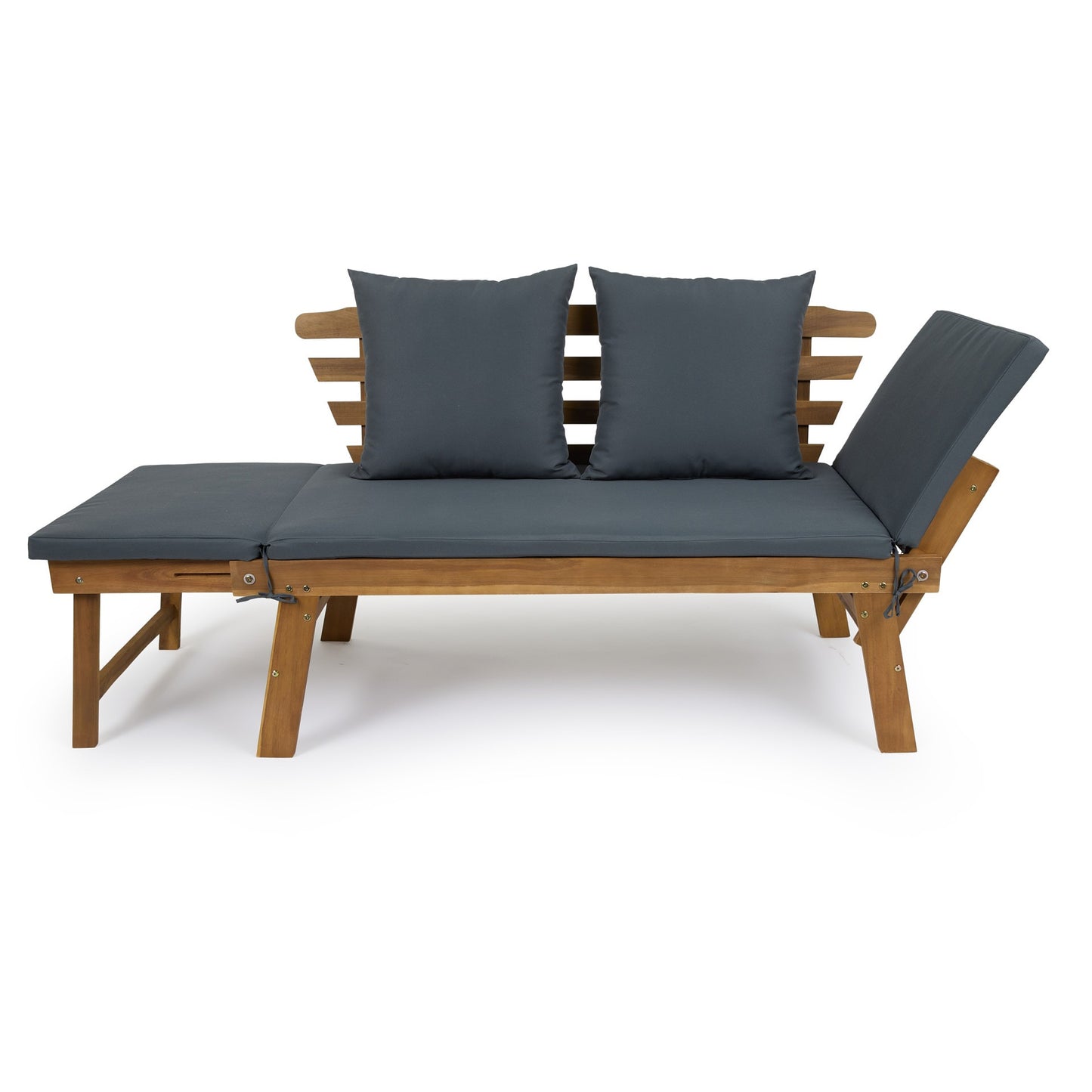 Lifa Garden Banc de jardin avec fonction allongée - Coussins inclus - 2 personnes - Max. 220 kg - 130 x 68 x 78 cm - Anthracite