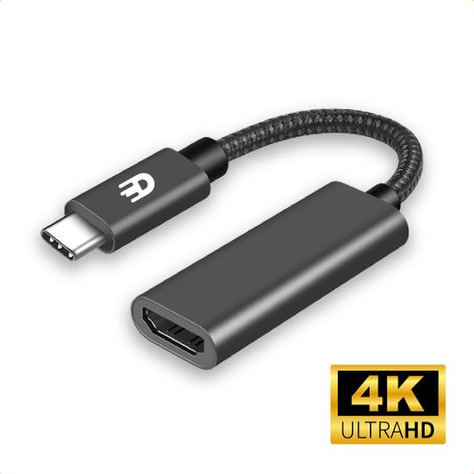 Drivv. Adaptateur USB C vers HDMI - Supporte 4K 60Hz - Thunderbolt 3 - Nylon - Gris