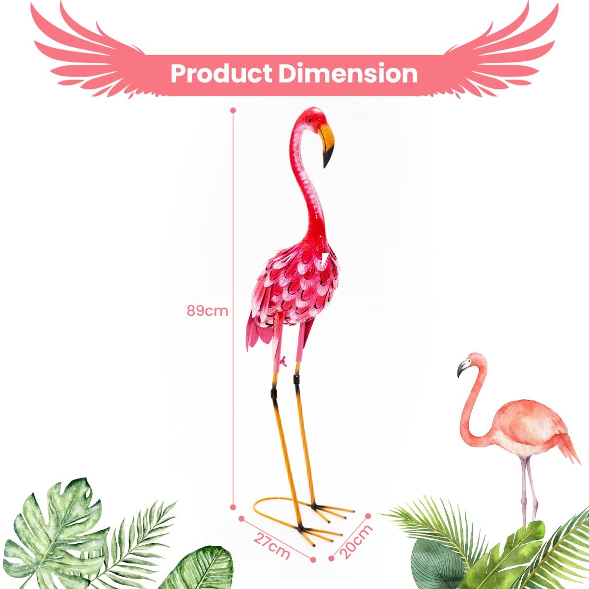 Statues de jardin Coast Flamingo - Lot de 2 - Métal - Rose