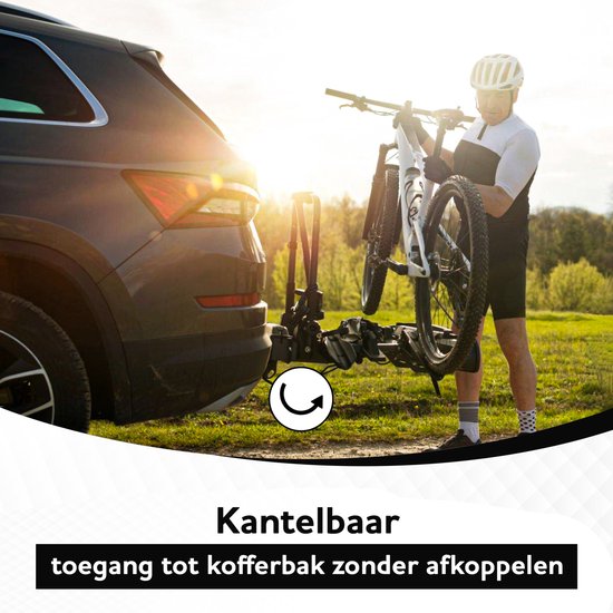 Outbee Porte-vélos - Porte-vélos vélos électriques 2 - Porte-vélos barre d'attelage - Avec support de plaque d'immatriculation - Noir