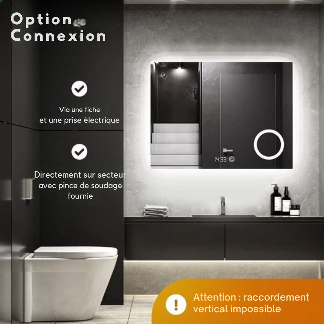 Miroir de salle de bain - Mirlux  - avec éclairage LED et chauffage - rectangulaire - anti-condensation - 80x60CM