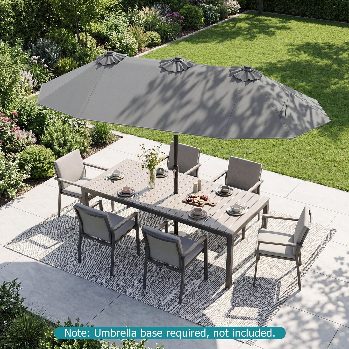 Parasol double Coast 300 x 160 cm - Rectangulaire - Inclinable - Gris