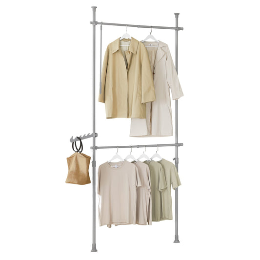 SoBuy Système de penderie télescopique - 2 tringles à vêtements - L (62-113) x H (200-285) cm