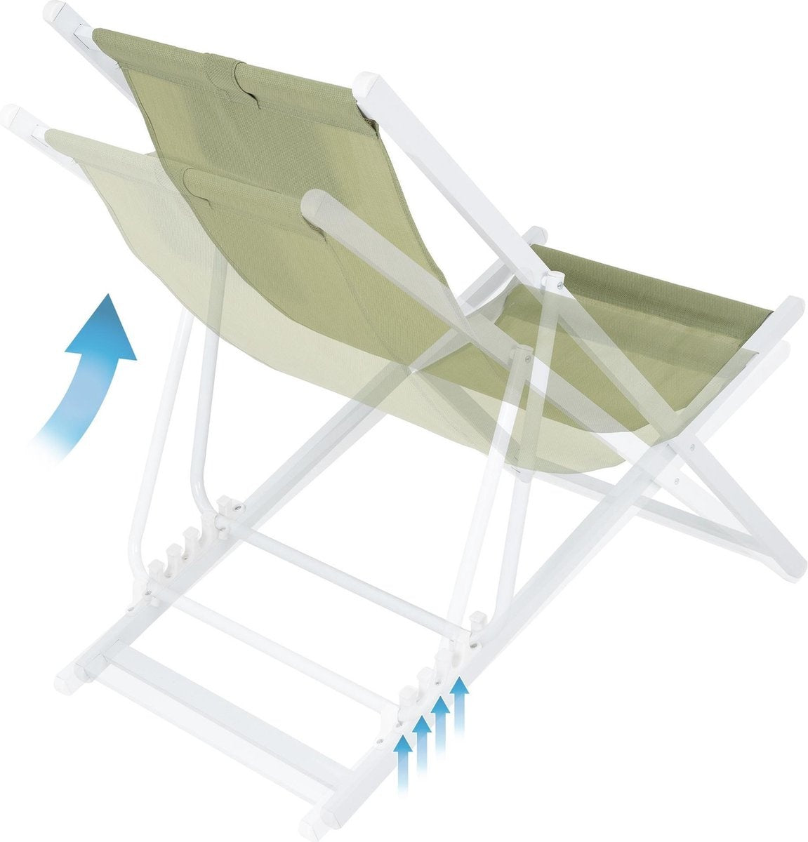 Ligstoel groen, 61x91x101 cm, gemaakt van aluminium en polyester