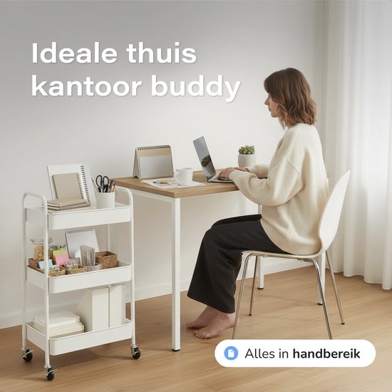 Chariot de cuisine à roulettes - 3 étages - Étagère de cuisine - Chariot de service - Armoire - Chariot - Rangement - Armoires de douche sur pied - Étagère - Blanc - Luft