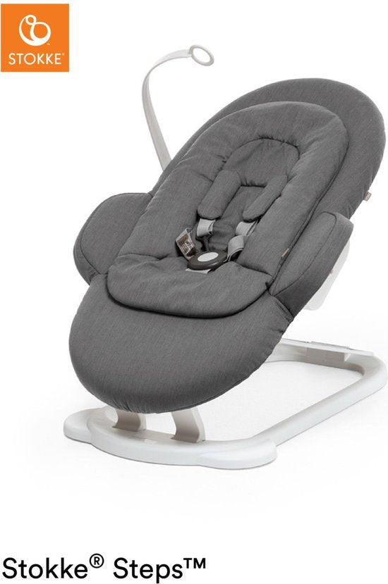 Chaise haute à bascule Stokke® Steps™ - Blanc et gris foncé
