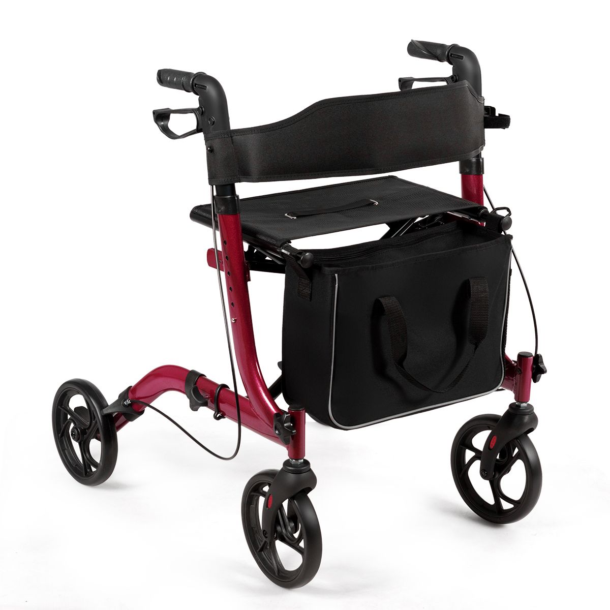 Déambulateur pliable Coast en aluminium avec 4 roues, rouge - 54 x 74 x 82-95 cm