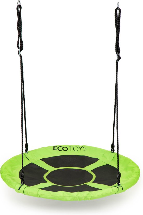 Balançoire à litière Jouet d'extérieur 100 cm vert - Balançoire pendulaire - Balançoire nid - Balançoire ronde - Nid de brebis - Charge 100 kg - Pour enfants et adultes