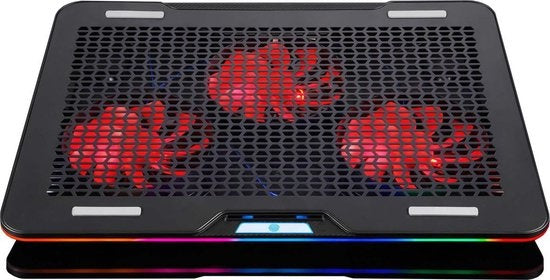 Fuegobird Laptop Cooler - Support et refroidisseur pour ordinateur portable - 3 ventilateurs - Réglable - RGB - Max 17 pouces - Noir