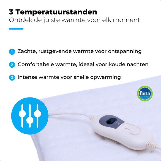 Sous-couverture électrique lavable - 150cm x 80cm - 3 réglages de température - simple - respirant - chauffage rapide - anti-bactérien - arrêt automatique après 3 heures - sous-couverture électrique lavable
