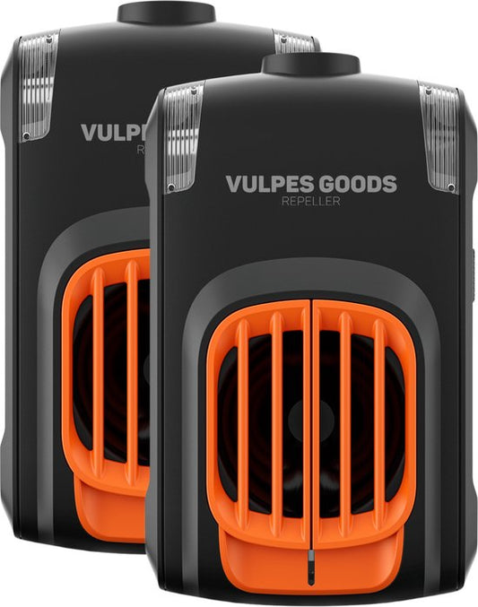 Vulpes Goods® Deterrent - Dissuasion de la martre - Dissuasion de la martre de pierre - Combattant de la martre - Intérieur et extérieur - Fréquences automatiques et lampes flash - USB et batterie de voiture - Martres, souris et rats - PRO V2 - 2 pièces