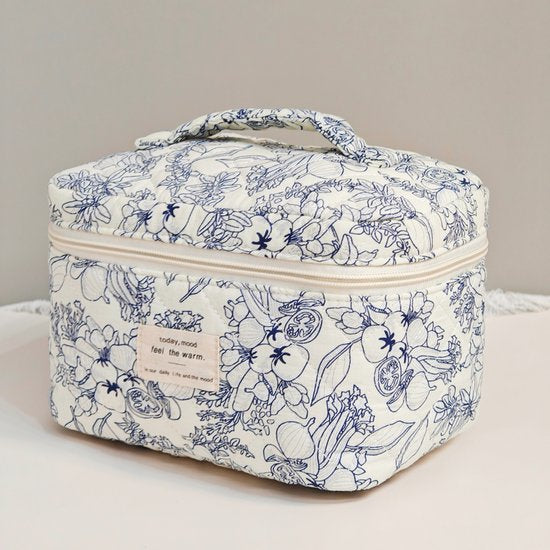 Skycases Travel Essentials - Trousse de maquillage 3 pièces - Coton écologique - Organisateurs floraux matelassés - Spacieuse, durable et idéale pour les voyages