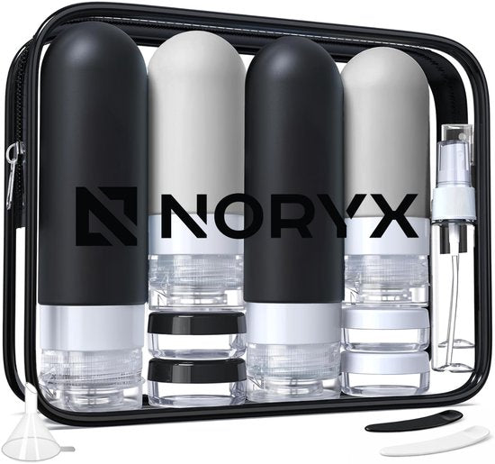 Ensemble de flacons de voyage Noryx, 12 pièces - Bagage à main - Accessoires de voyage - Flacons de voyage - Pots à cosmétiques - Flacons de voyage - Emballages de voyage - Kit de voyage