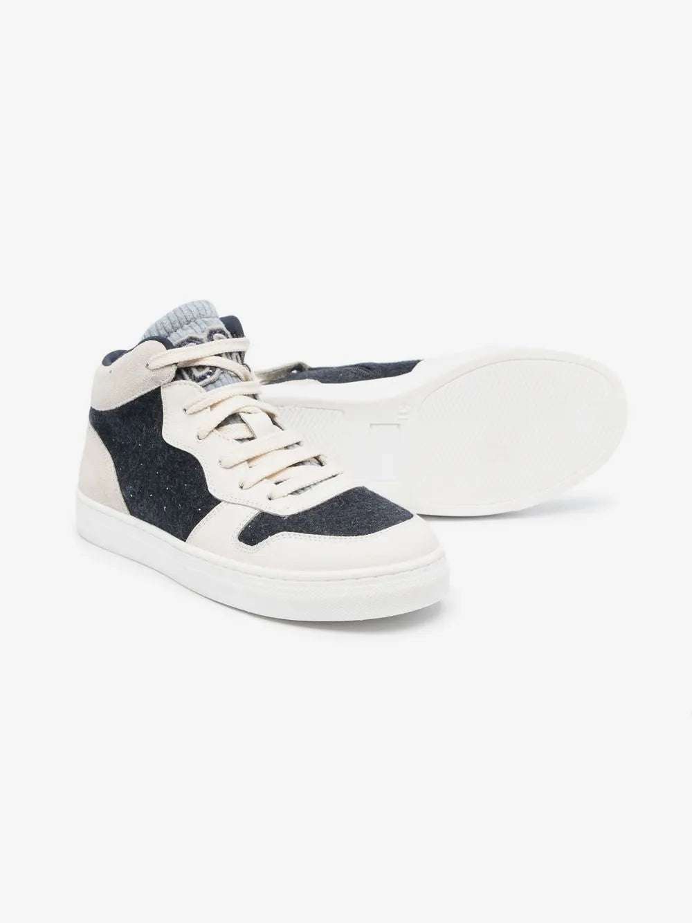 Baskets Brunello Cucinelli Kids Cloud White/Jet Black – Cuir de veau – Fabriquées en Italie