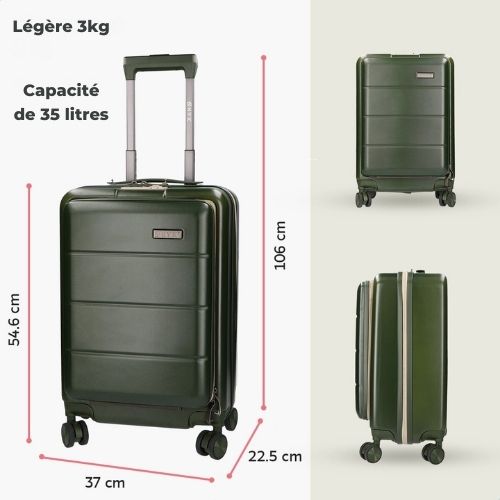 Valise ONYX® 35 L, Bagage à main, Bagage Cabine, Poche frontale pratique, 55 cm, Olive