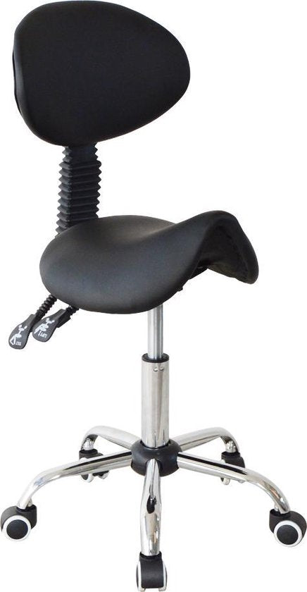 VDD Tabouret de selle - Dossier ergonomique inclinable - Hauteur réglable - 38x36x96cm