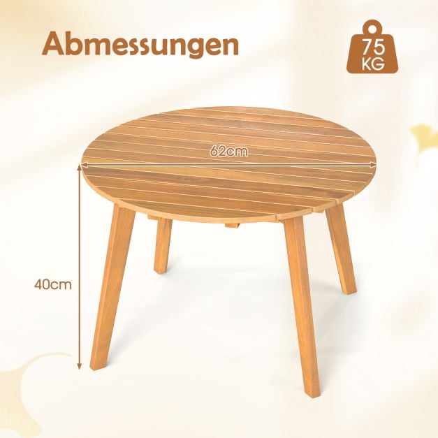 Table d'appoint ronde Coast en bois d'acacia – Ø 62 x 40 cm – Naturel