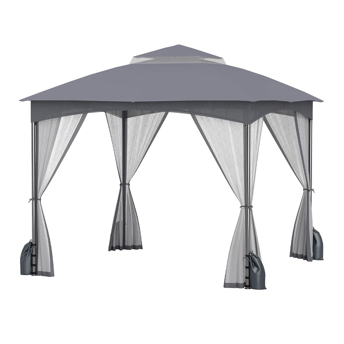 Pavillon de jardin Coast - double toit - moustiquaire - 3 x 3 m - kaki