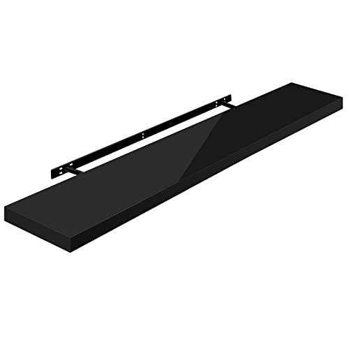 Etagère murale Woltu - Flottante - Noir brillant - 120 cm - Extra forte