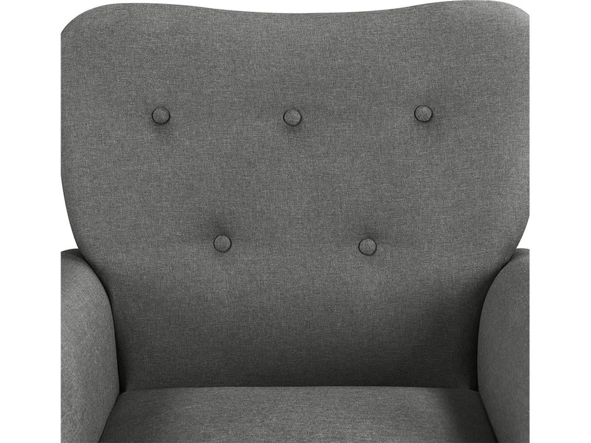 Fauteuil de détente 611622 - 74 x 72 x 94 cm - Gris foncé - Pieds en bois