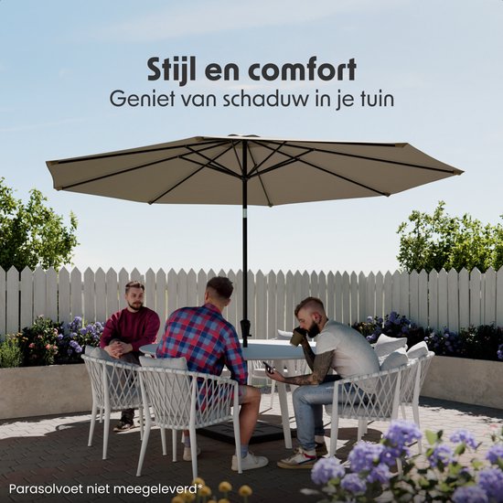 LifeGoods Parasol - Jardin - Ø350 cm - 30° inclinable - Imperméable - UPF50+ - Taupe