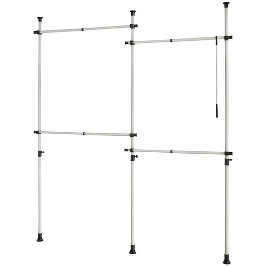 SoBuy - Portemanteau - 4 barres à linge - réglable - 124-226 x 285 cm - blanc