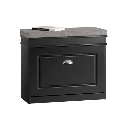 SoBuy Banc à chaussures avec assise rembourrée - 1 abattant - Max. 150 kg -60 x 24 x 51 cm - Noir