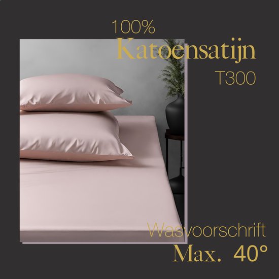Drap-housse Ten Cate Premium - Drap-housse 90 x 200 - Draps-housses - Satin de coton - Convient aux sommiers à ressorts et aux matelas - Hauteur des coins : 30 cm - Élastique sur tout le pourtour - Ne nécessite pas de repassage - Rose - Blush