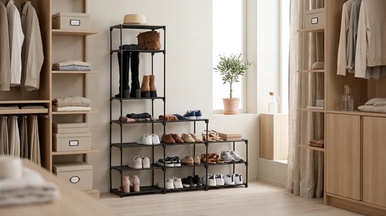 Étagère à chaussures modulaire à 8 étages pour 32 paires Five® - Noir - Facile à monter