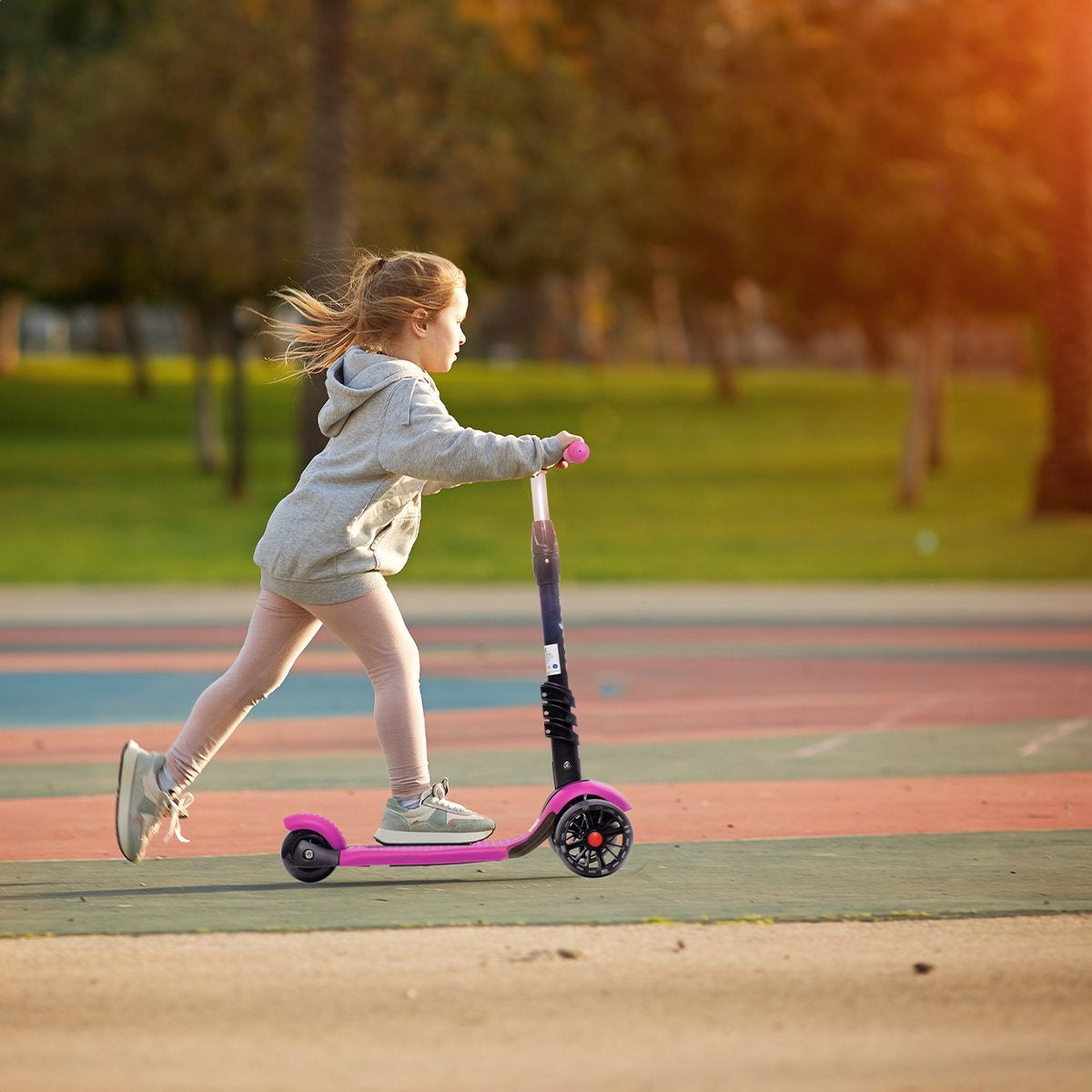 LifeGoods MultiRider Scooter pour enfants - Étape 3-8 ans - Siège réglable - Roues lumineuses - Garçons/Filles - Rose